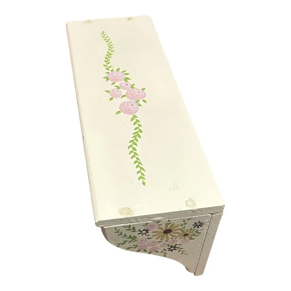 Hand-painted Birdhouse and Floral Peg Hooks Shelf Room Decor